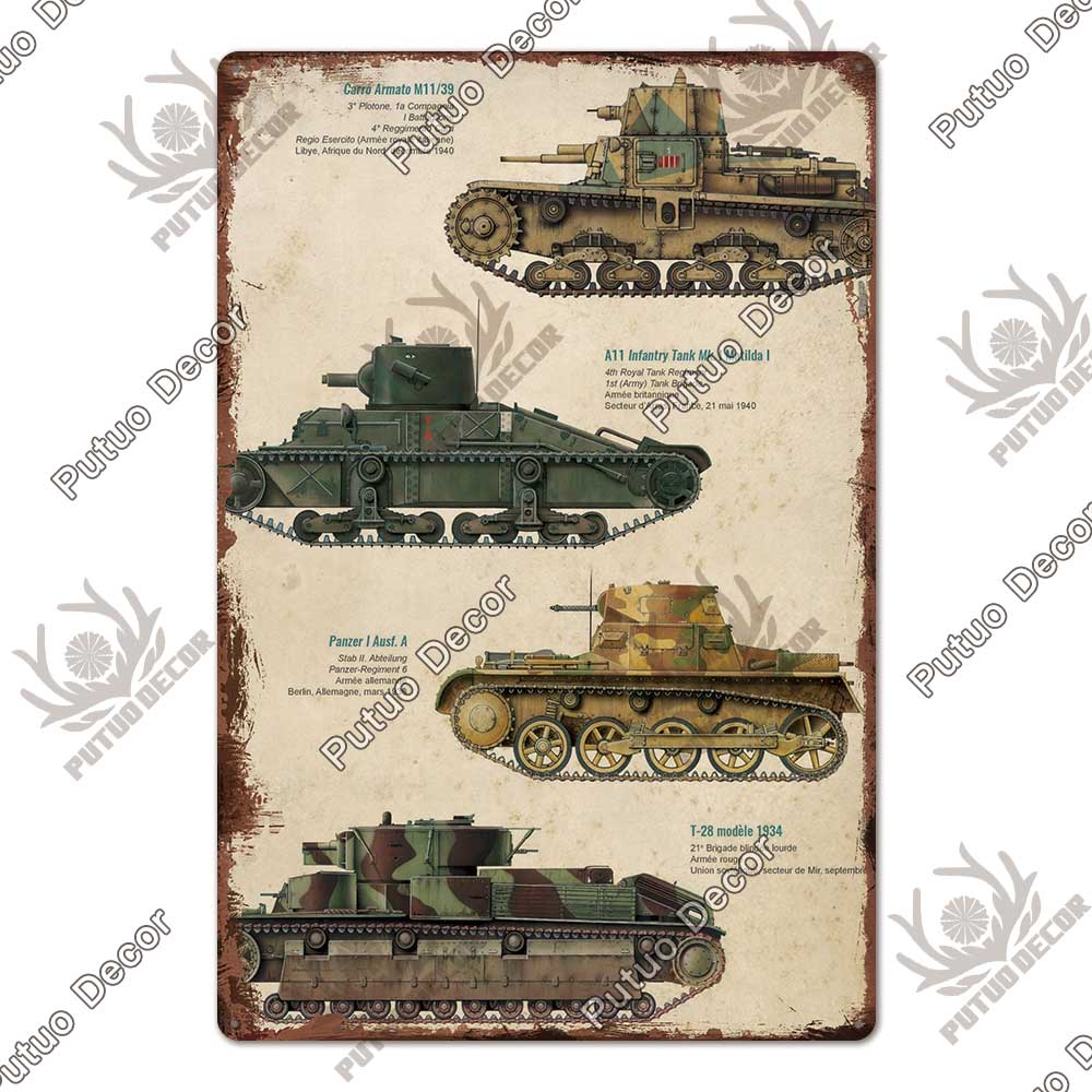 Putuo Decor Panzer Blechschild Metallschild Dekorative Vintage-Dekor Plakette Wanddeko Garage Man Cave Clubraum Zuhause