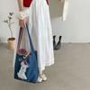 Leisure Puppy Shoulder Bag Casual Denim Shoulder Bag Cartoon Embroidery Denim Bag  Streetwear