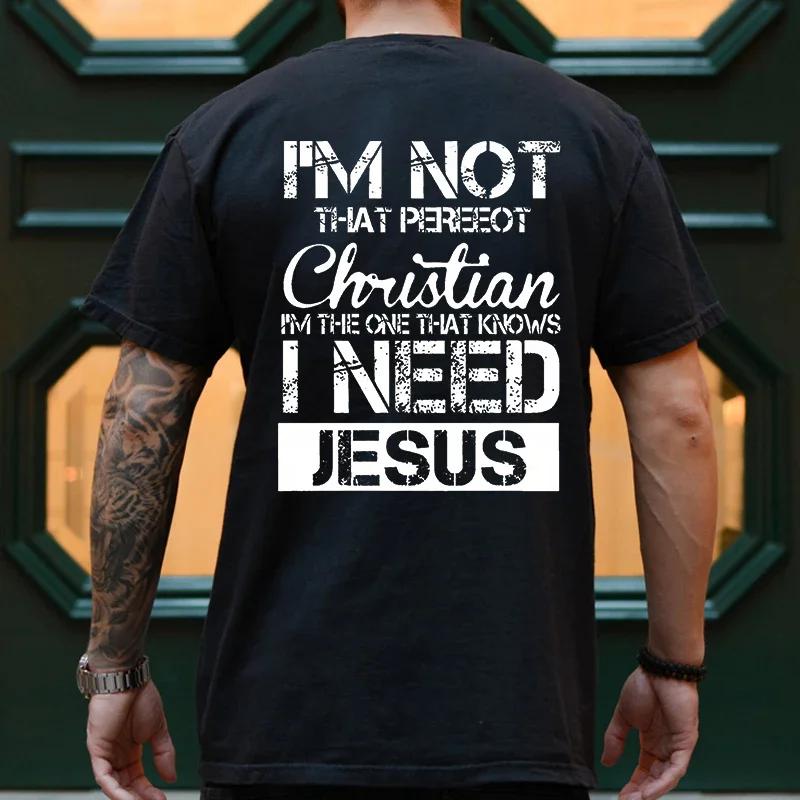 Men's Christian Print, Fashionable T-shirt, Christian Streetwear Gift, 100% Cotton T-shirt