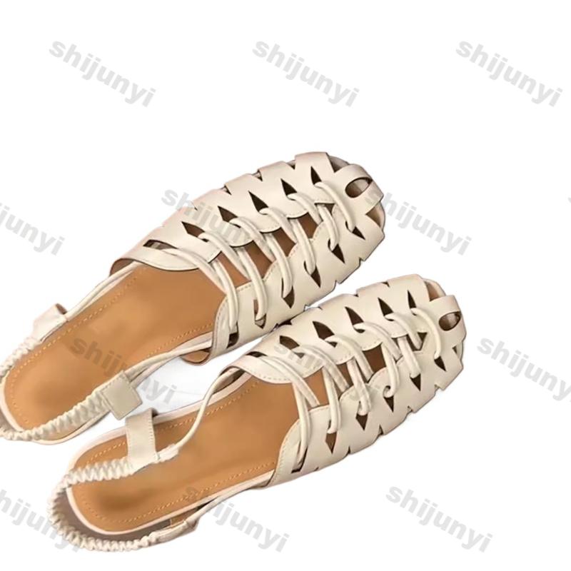 Fashion Women's Sandals 2025 New Weave Baotou Lightweight Comfortable Casual Shoes Hollow Breathable Fashion Luxury Square Toe Sandals