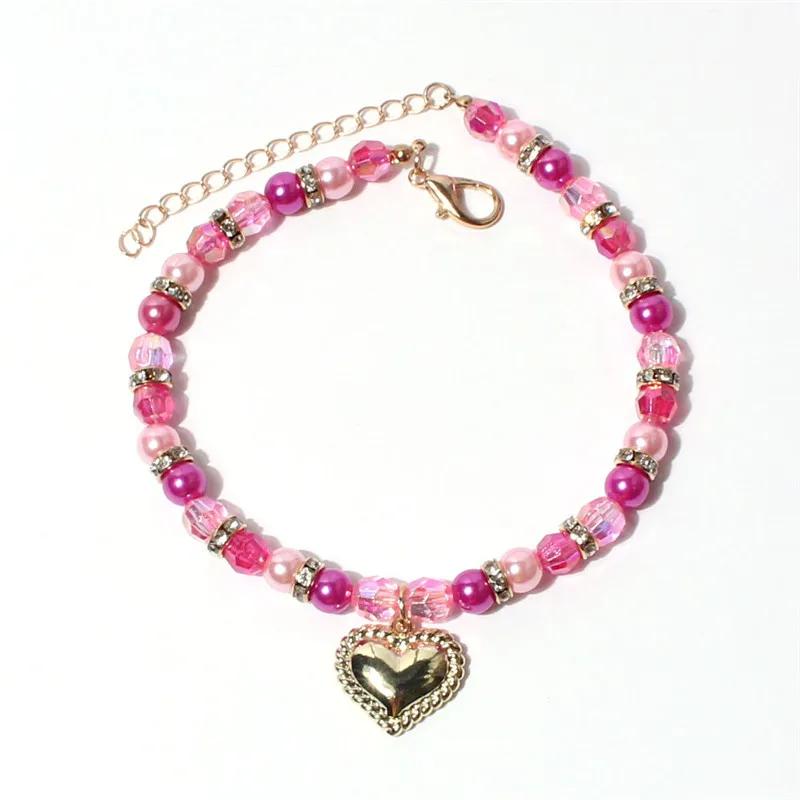 Pearl Dog Necklace Collar Fashion Jeweled Puppy Cat Collar with Bling Rhinestone Candy Color Dog Pet Accessories Supplies