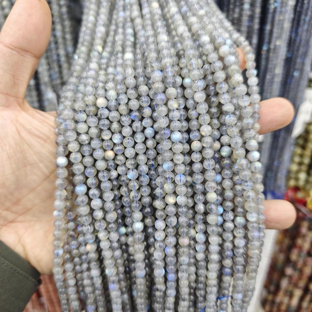 Natural Light Gray Moonstone Labradorite Beads for DIY Bracelet/Necklace Accessories