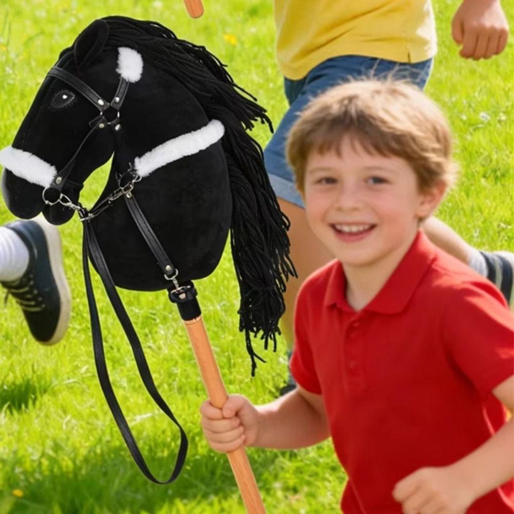 Kids Pretend Play Horse Ride-On Stick Toy Realistic Hobby Horse Riding Stick  Costume Accessory