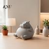 Miniature Hippo Statue 3D Printed Chubby Figurine, Lazy Hippopotamus Statue, Cute Small Animal Desk Decorations Ornament for Home Office Decor Funny