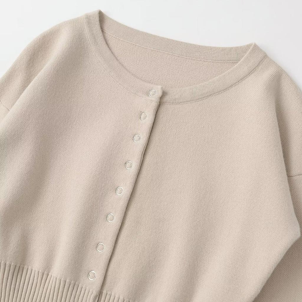  European and American style, new women's fashion, versatile, slim-fit, silhouette short long-sleeve knit sweater
