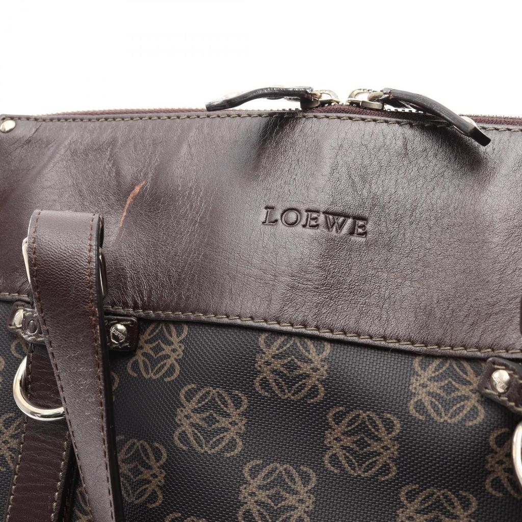 Used LOEWE Repeat anagram Tote Bag leather PVC coated canvas Brown Used Women