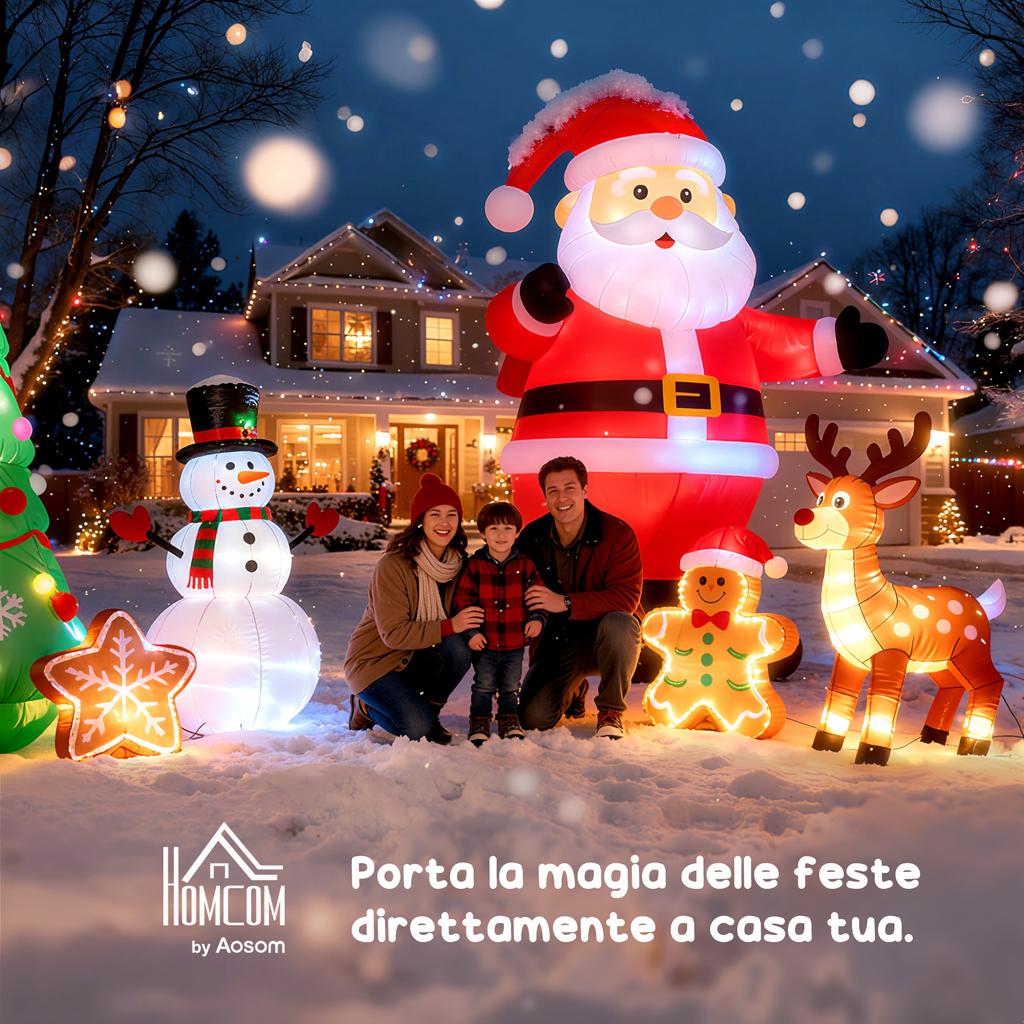 Giant Inflatable Christmas Tree 243cm with LED Lights and Santa Claus, Waterproof Outdoor Christmas Decoration