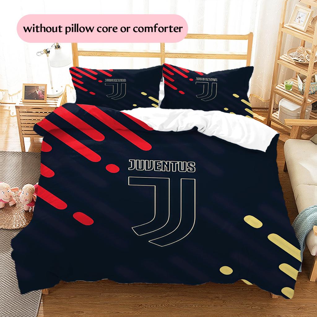 Juventus F.C Muster Bettwäsche Bettdecken-Set Heimdekoration Geschenk (1 Bettbezug + 2 Kissenbezüge (ohne Füllung)).xwn
