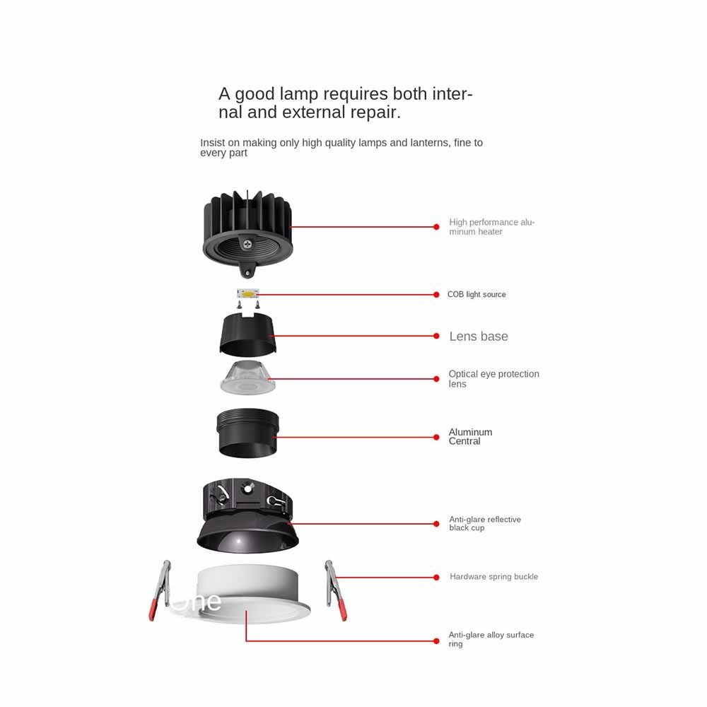 Recessed Down Lights Round Ceiling Lamp Durable LED Downlight  Living Room Lighting