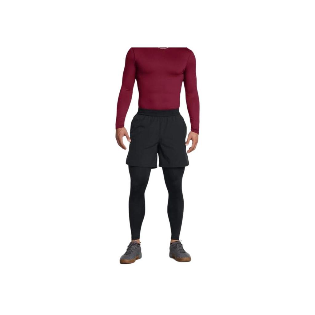 Under Armour X Elite Collaboration ColdGear® Tight Sweat-Wicking Quick-Dry Soft Printed Letter Sports Long Pants Men Bottoms Black 1386946-001