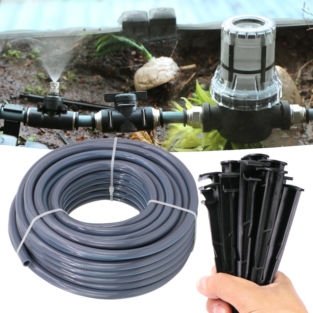 3/8" 9/12mm Misting Cooling System 0.6mm Nozzles Fine Atomizer PE Tubing Filter Self-priming Pump Garden Irrigation Watering Kit