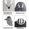 Solar Power Fisherman Hat With 3 Speed Fan Rechargeable Battery Face Neck Cover Sunproof Hat For Hiking Fishing