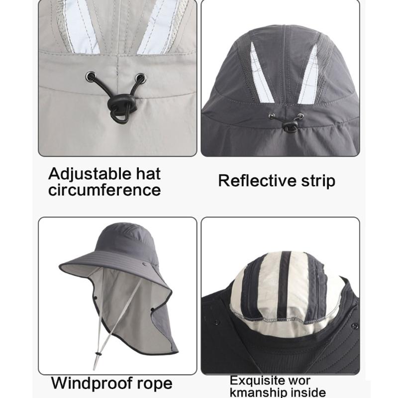 Solar Power Fisherman Hat With 3 Speed Fan Rechargeable Battery Face Neck Cover Sunproof Hat For Hiking Fishing