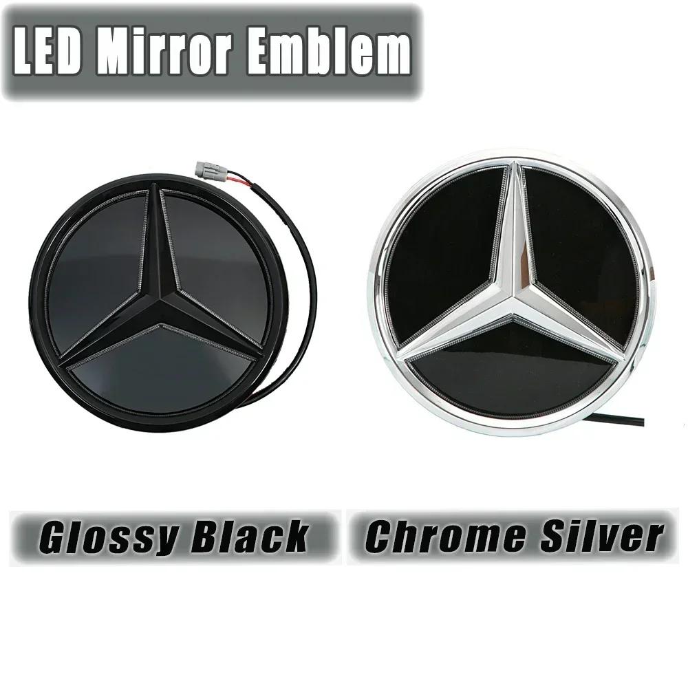 Bilklistremerke For Mercedes Benz Krom Sølv Og Glans Svart Bil Front Grill Stjerne Emblem Opplyst Logo For Mercedes Benz C