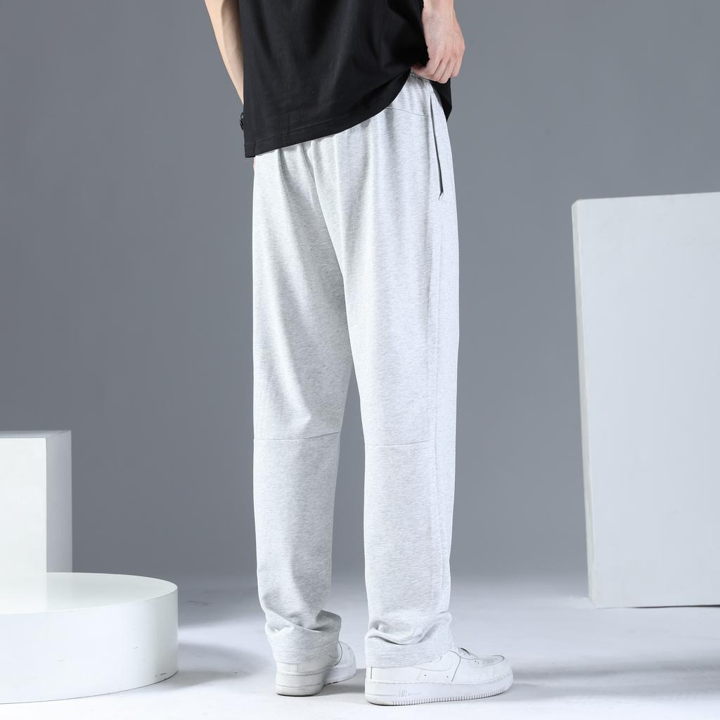Li Ning Logo Print Casual Elastic Waist Mid Rise Knitted Sports Pants Men bottoms Light-Gray YKLT317-2