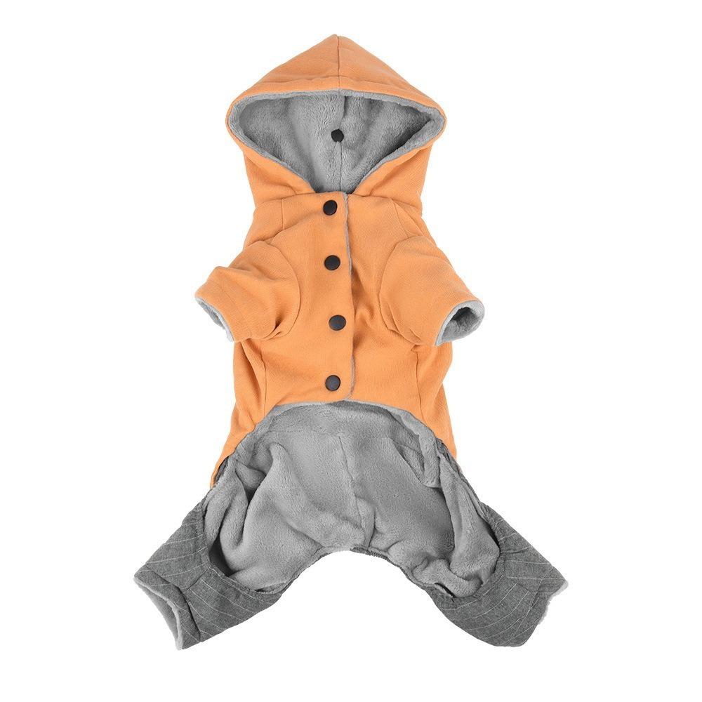 

Color blocking Thickened Four-legged Dog Clothes Warm Soft Dog Dog Hoodie Comfortable with Hat Dog Winter Coat Daily Walk S оранжевый