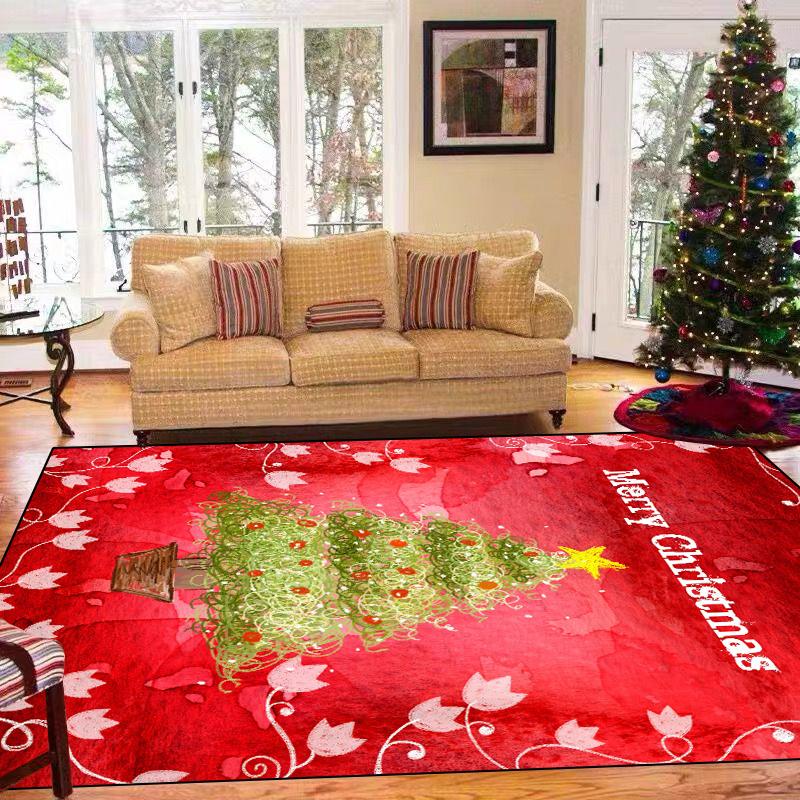Christmas Carpet Living Room Decoration Home Rugs Children's Bedroom Non-slip Soft Mat Washable Balcony Lounge Rugs Customized