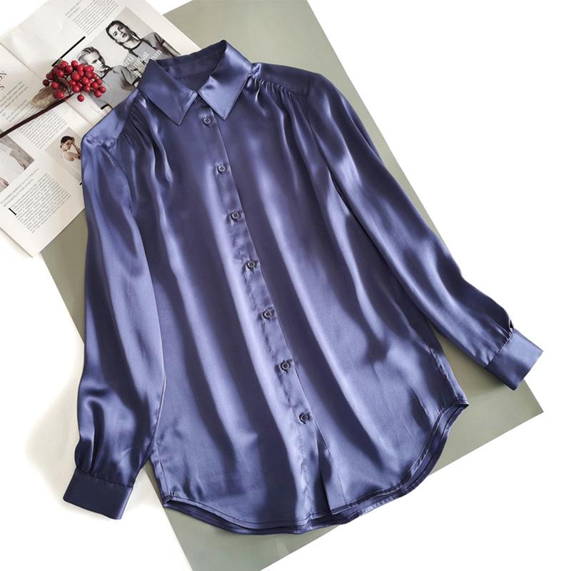 

Clearance Women s Slimming Long Sleeve Silk Polo Shirt in Periwinkle Blue L (Approx 60kg, 80AB) барвинок/синий
