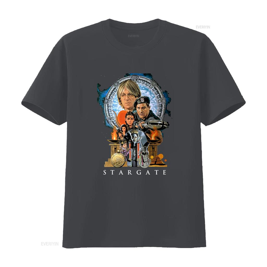 Stargate Sci Fi Movie Black T Shirt with Iconic Characters Design Size S 5XL Vintage Washed Fashion Top For Everyday Wear