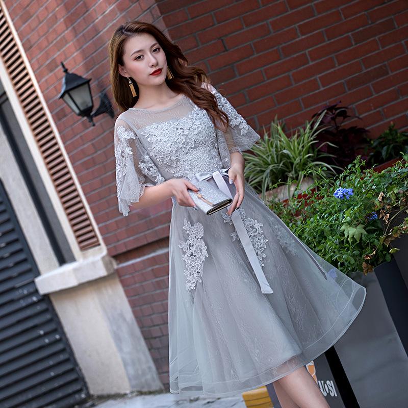 

Evening dress New spring multi-color medium and long student party bridesmaid dress Skinny dress XXL срібло сірий колір