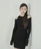 Tobaseu Slim Fit Shoulder Cutout Knit Dress (Ivory)