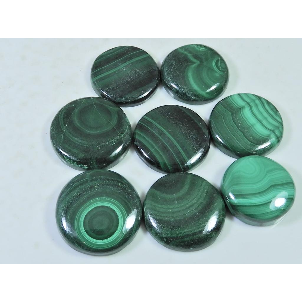 08Pcs Natural Green Malachite Round Cabochon Loose Gemstone 180Cts. Lot C-473