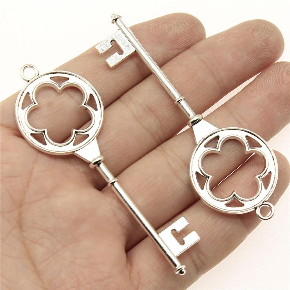 5pcs Charms Key Antique Silver Color Vintage Key Charms For Jewelry Making Charms Pendant Key Jewelry Findings DIY