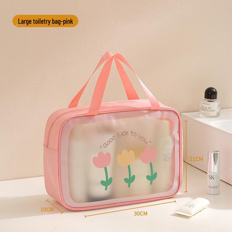 

Waterproof PU Toiletry Bag - Portable, Large Capacity, Visible Storage for Cosmetics Large 30x10x21cm