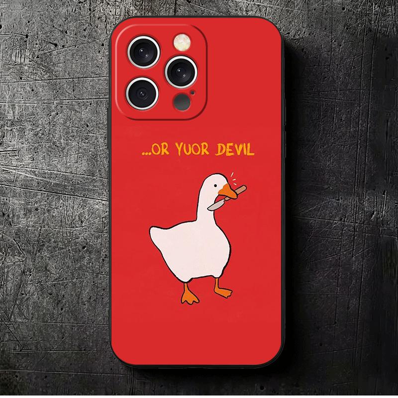 

Funny Cartoon Goose Game Soft Phone Case for iPhone 16 16E 17 Air 15 Pro Max 14 Plus 13 Mini 11 12 7 Black Cover Back Shell iPhone 14 Pro