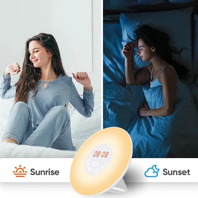 Family Daily Use Smart Digital Clock With Sunrise Light Alarm Clock Children Sleep Trainer With FM Radio Wake up Light Clock