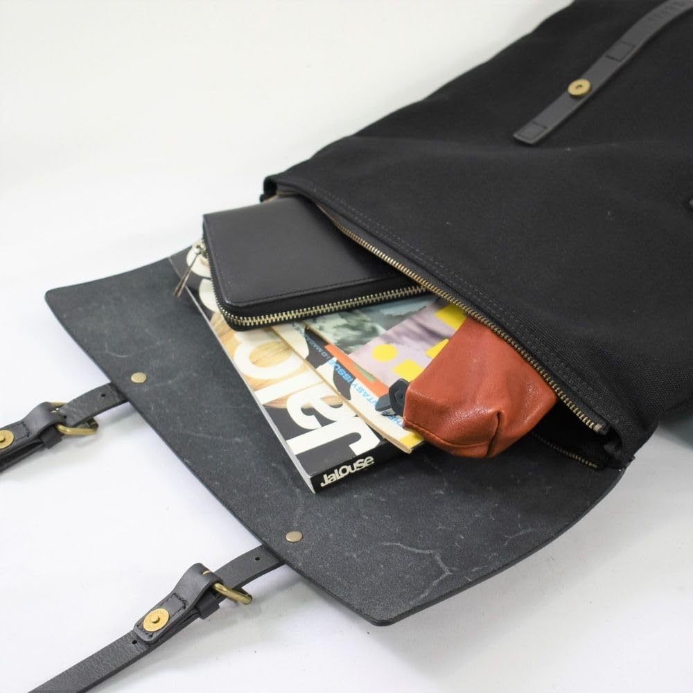 Marutomi Shokai Chair Canvas and Leather Flap Camel Leather and W32 X H36 X Backpack, Off-White Canvas, Size Approx. D7cm, 7M0-1106