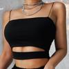 Moda nouă, fierbinte, sexy, pentru femei de vară, sexy, casual, fără mâneci, cu decupaj, tricou scurt, crop top, bluză cu bretele, bluză