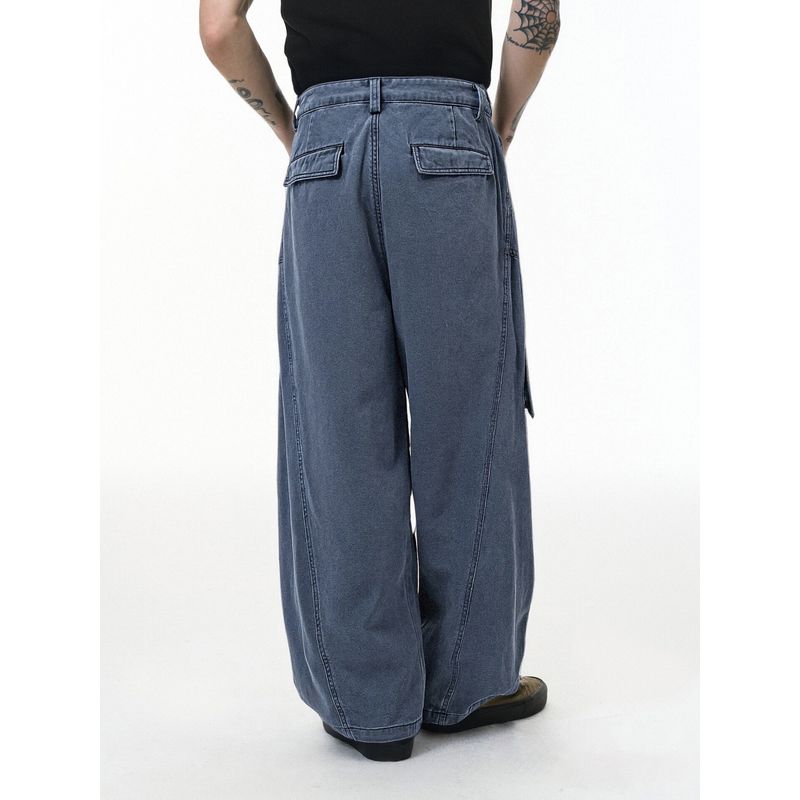 American-Style Streetwear Large Pocket Pleated Cargo Wide-Leg Pants Unisex 2025 Autumn Trendy Functional Outdoor Casual Long Pants