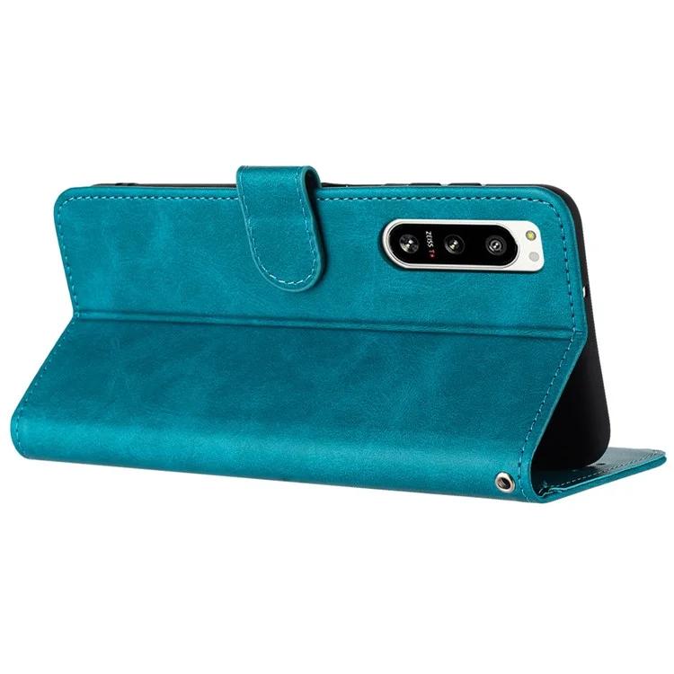 For Sony Xperia 5 IV 5G Anti-Scratch Leather Phone Cover Wallet Wholesale Phone Case with Stand Function - Green