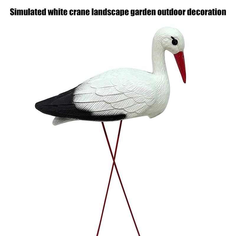 Creative Lifelike Animal Model White Crane Landscape Garden Decoration With Detachable Wire Feet Ideal For Outdoor Garden