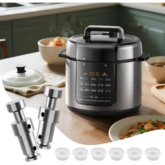 2 Pcs Pressure Cookers Float Valve Universal Replacement Parts for Duo 3, 5, 6 Qt, Duo Plus 3, 6 Qt, Ultra 3, 6, 8 Qt, Lux 3 Qt with 6Pcs Silicone