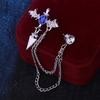 Korean Cross Rhinestone Brooch for Women and Men Tassel Chain Badge Shirt Collar Pins Badge Fashion Jewelry Accessory