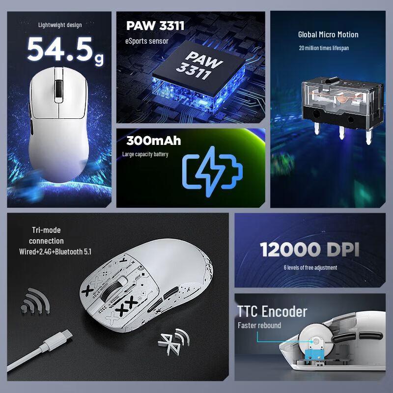 Lei Lang X9 Lightweight Tri-mode Wireless Gaming Mouse