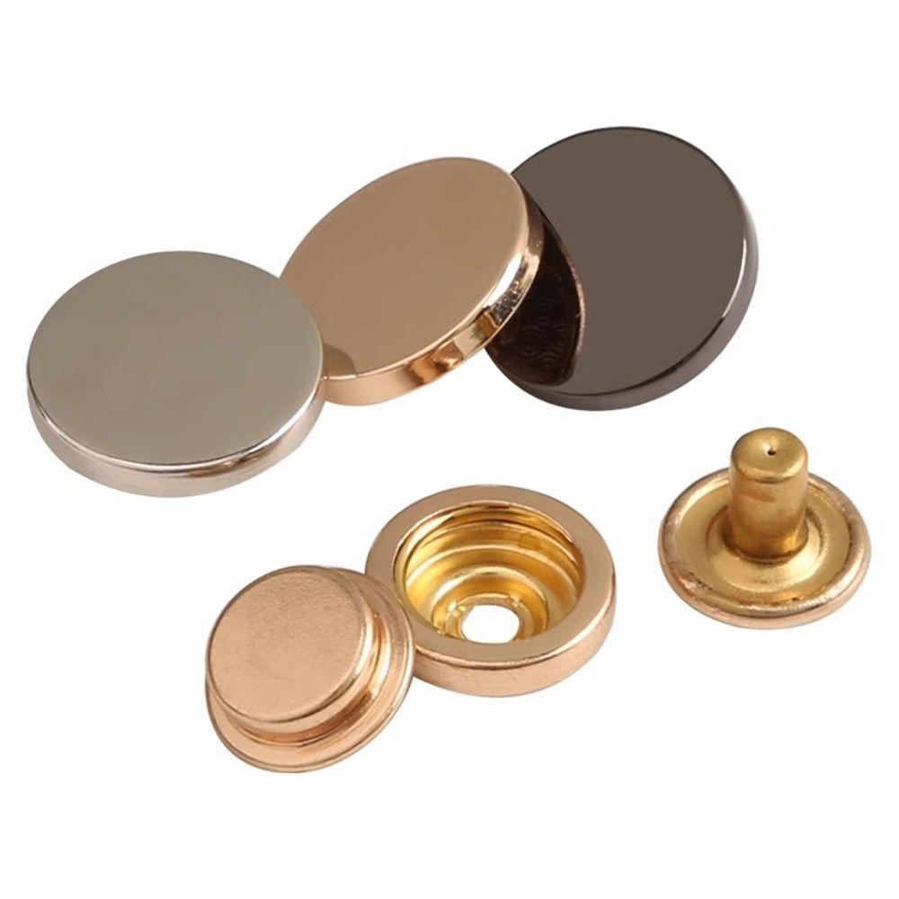 6Pcs/Set New Solid Metal Buttons Fasteners Button Easy To Use Snap Button Round Shape No Sewing Buttons Sewing Accessories