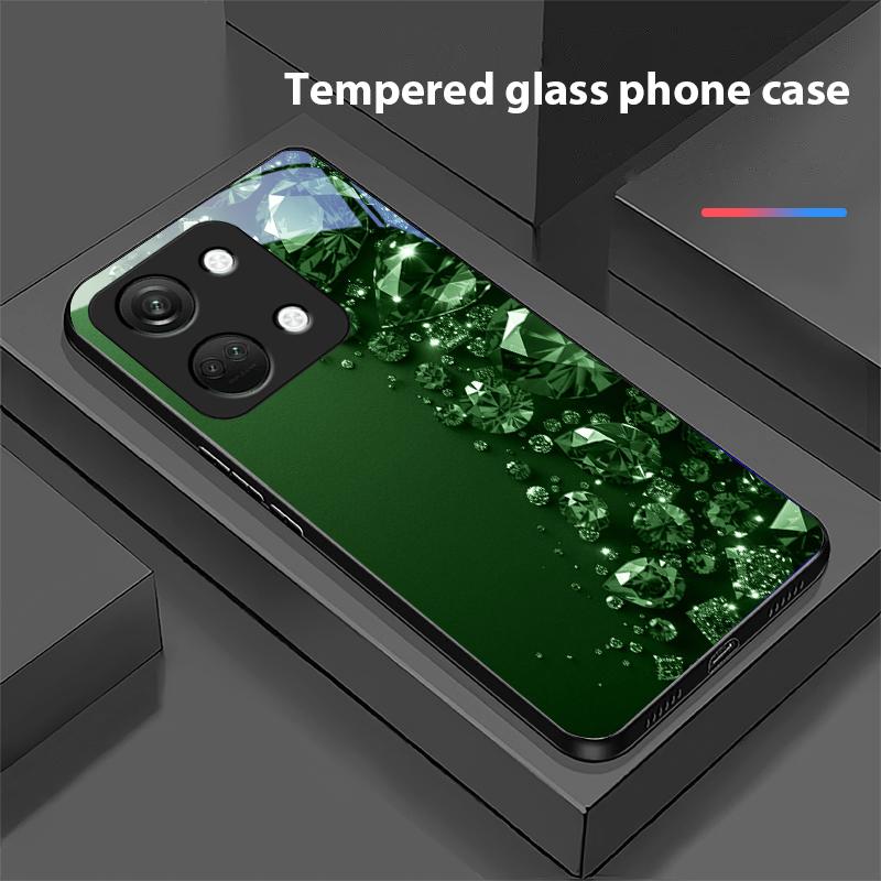 Full Diamonds For OnePlus Nord 3 5 6T 7 Pro 8 12 10T Reno8 Lite 5G 10R Nord N30 Hard Shell Tempered Glass Phone Case Black