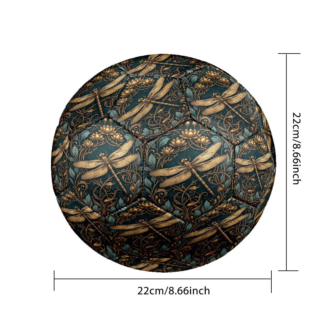 1pc Golden Dragonfly Art Theme Soccer Ball Football, Size 5, Lightweight PVC, Outdoor Training Soccer Ball,Gift c6584