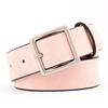 Womens Square Buckle PU Belt In Minimalist Streetwear Style Adjustable Waistband Casual Outfits Coffee White Beige Pink