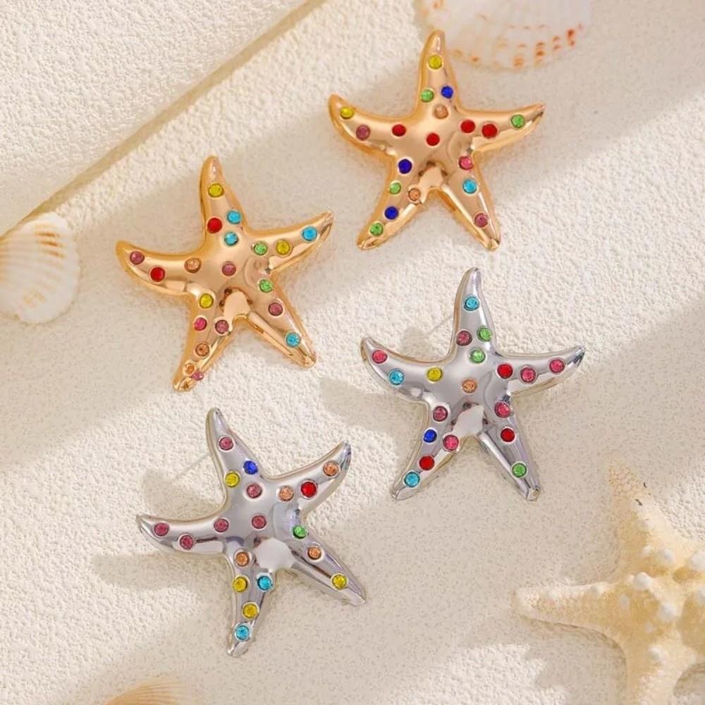Colorful Rhinestone Stud Earrings Y2K Style Crystal Stud Earrings Trendy Dangle Earrings  for Women
