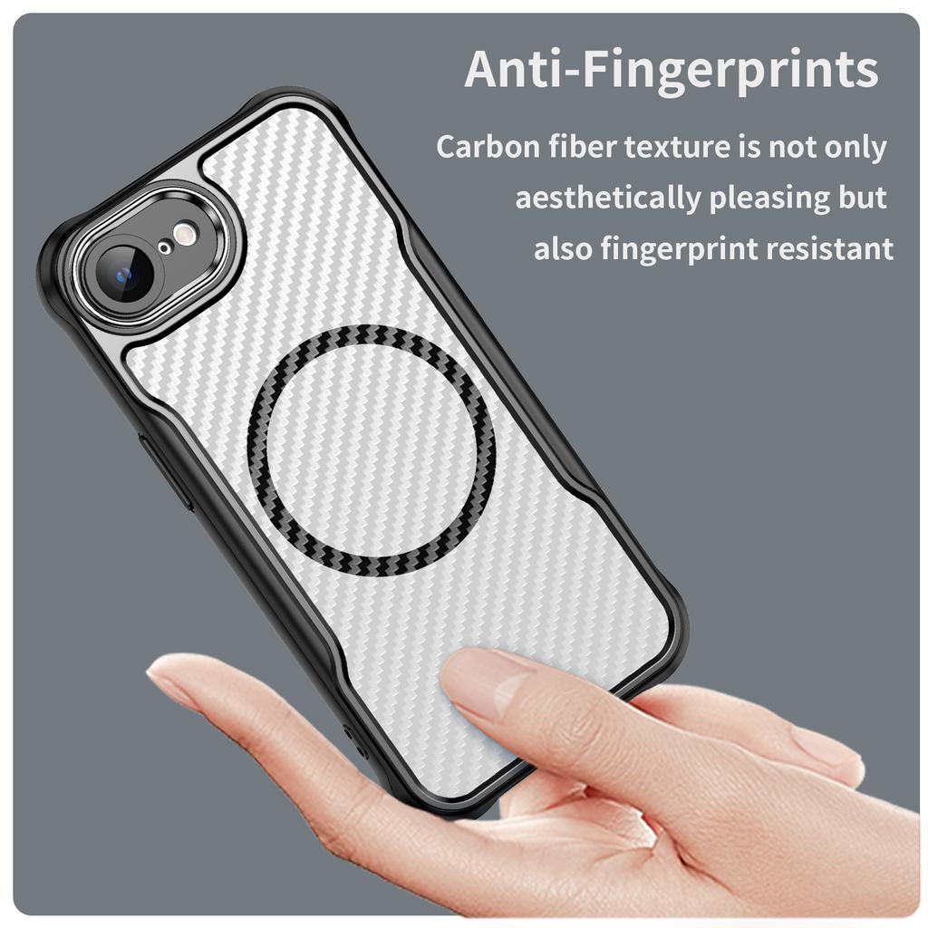 For iPhone 16e Case TPU+PC Carbon Fiber Phone Cover Compatible with MagSafe