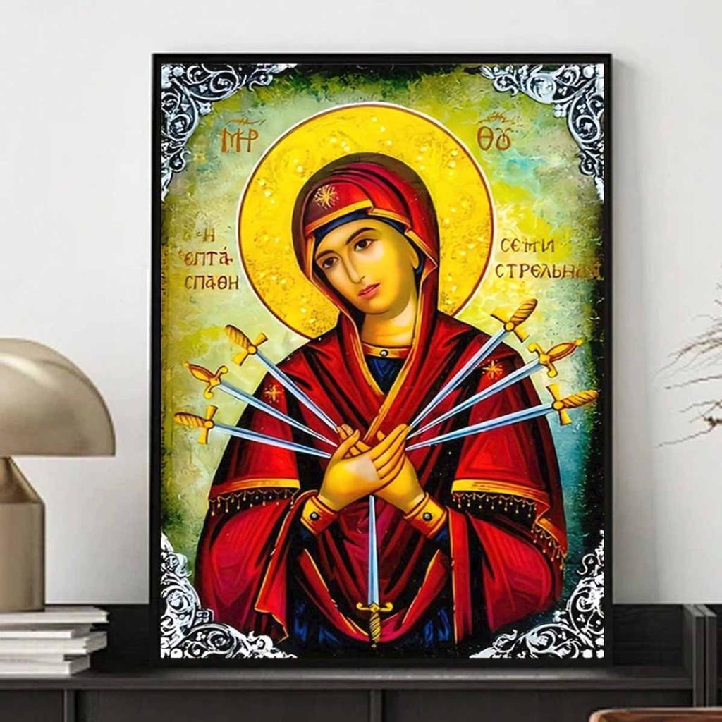 Virgin Mary Diamond Art Set, 5D Religious Diamond Painting DIY Rhinestone Cross Stitch Craft Decoration Home Wall Mural