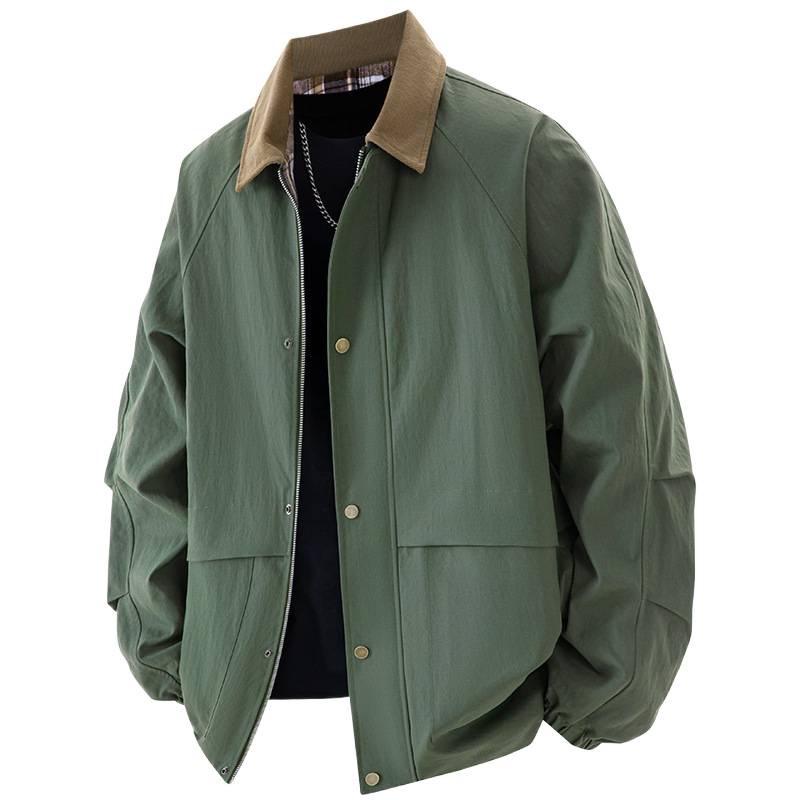 Men's Plus Size Loose Jacket - Spring/Autumn Trendy Lapel Top for Extra-Large Sizes