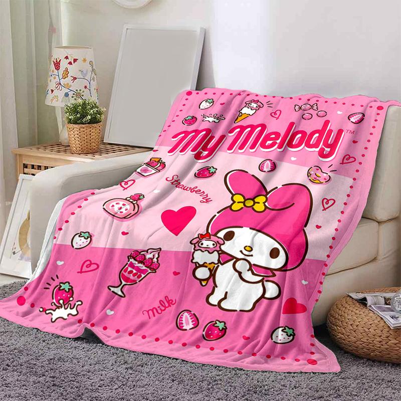 1pc My Melody Strawberry Delight Themed Blanket, Cute Design for Room Decor, Soft Throw Blanket Perfect as Birthday Gift or Housewarming Present, Suit