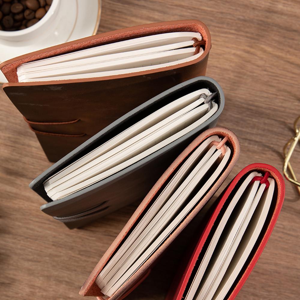 (Logo can be engraved) A6 leather strap notebook, small travel notebook, ledger, student travel diary, memo