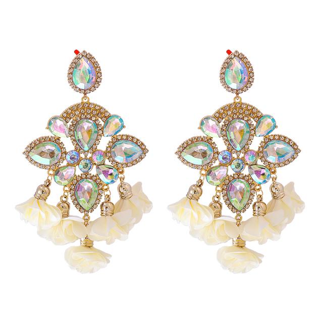 Kaimei Fashion Jewelry Boho Earrings Big Earrings for Women Rhinestones Pendant Crystal Statement Drop Earrings Fashion Jewelry
