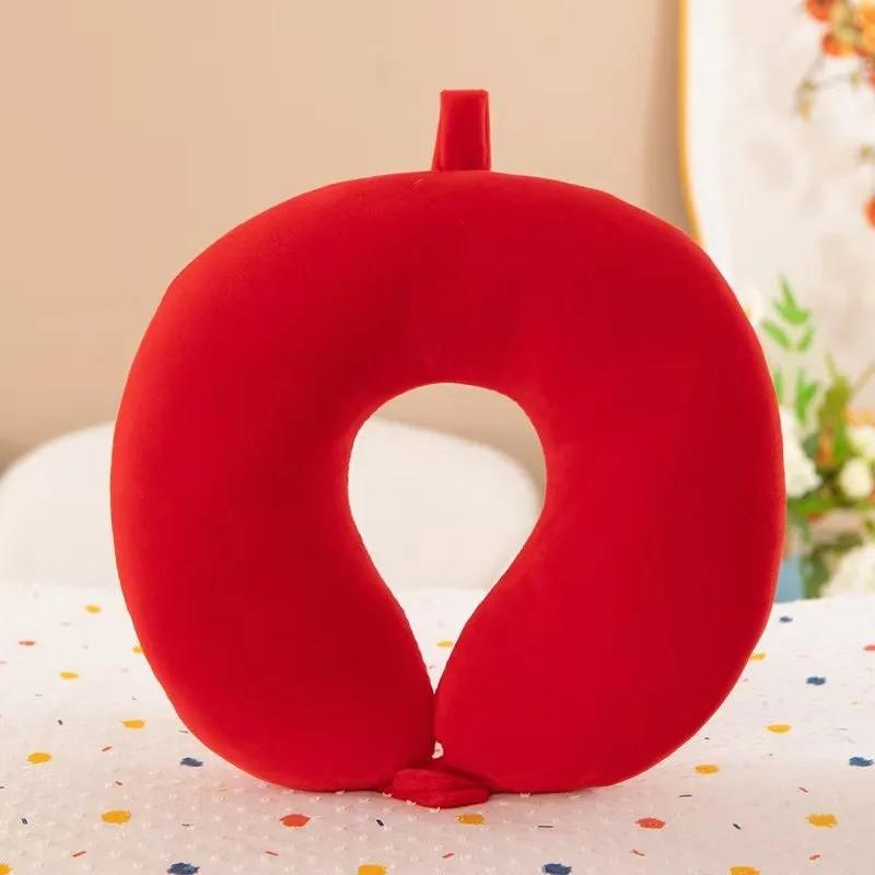 New in Minimalist Plush U-shaped Pillow Neck Airplane Pillow Traveling Car Home Office Neck Flight Pillow Snap Strap Soft Cover